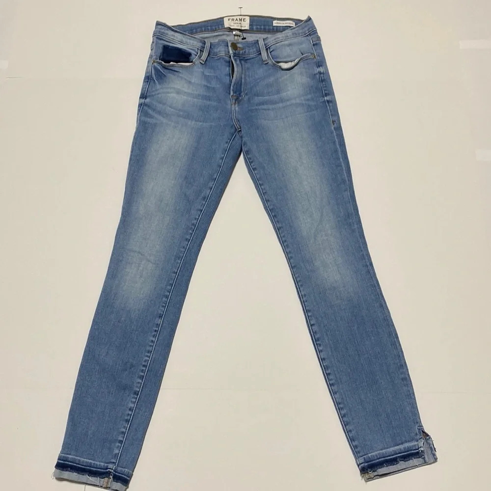 Frame Denim Le Skinny De Jeanne Mid Rise Skinny Cropped Jeans Size 27 - Picture 2 of 6
